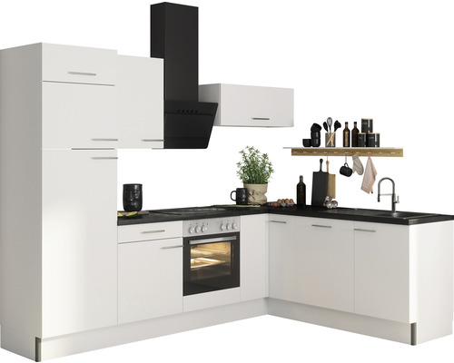 Optifit hoekkeuken met apparatuur Bengt932 270 cm wit mat gedemonteerde variant links KCBE 2720LE-8+