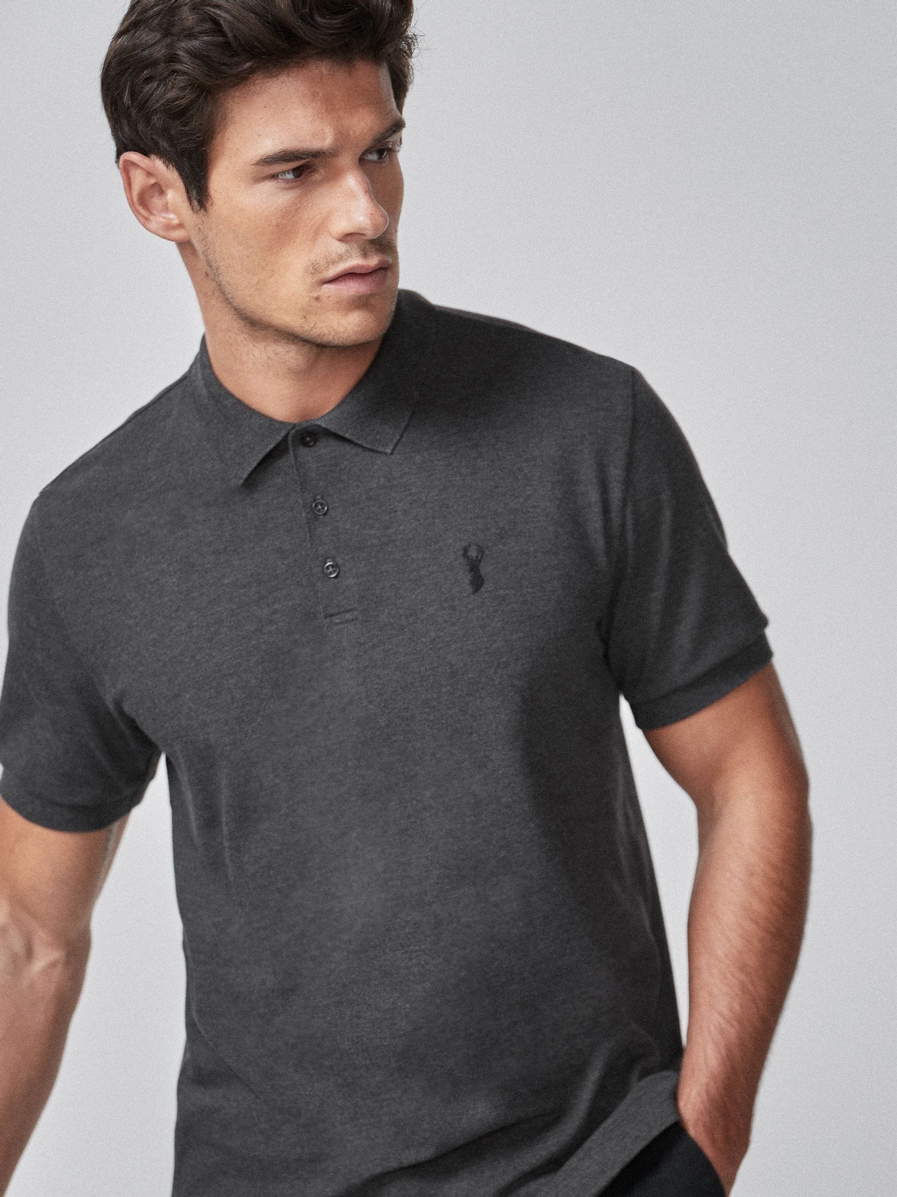 Antracietgrijs - Normale Pasvorm - Long-Sleeve Pique Polo Shirt