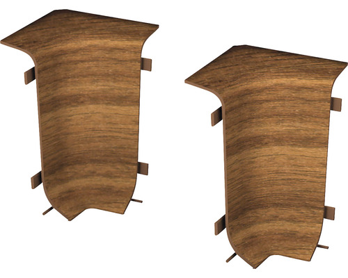 Binnenhoeken voor het vastklemmen van plinten met kabelgoot, notenhout, 50 mm