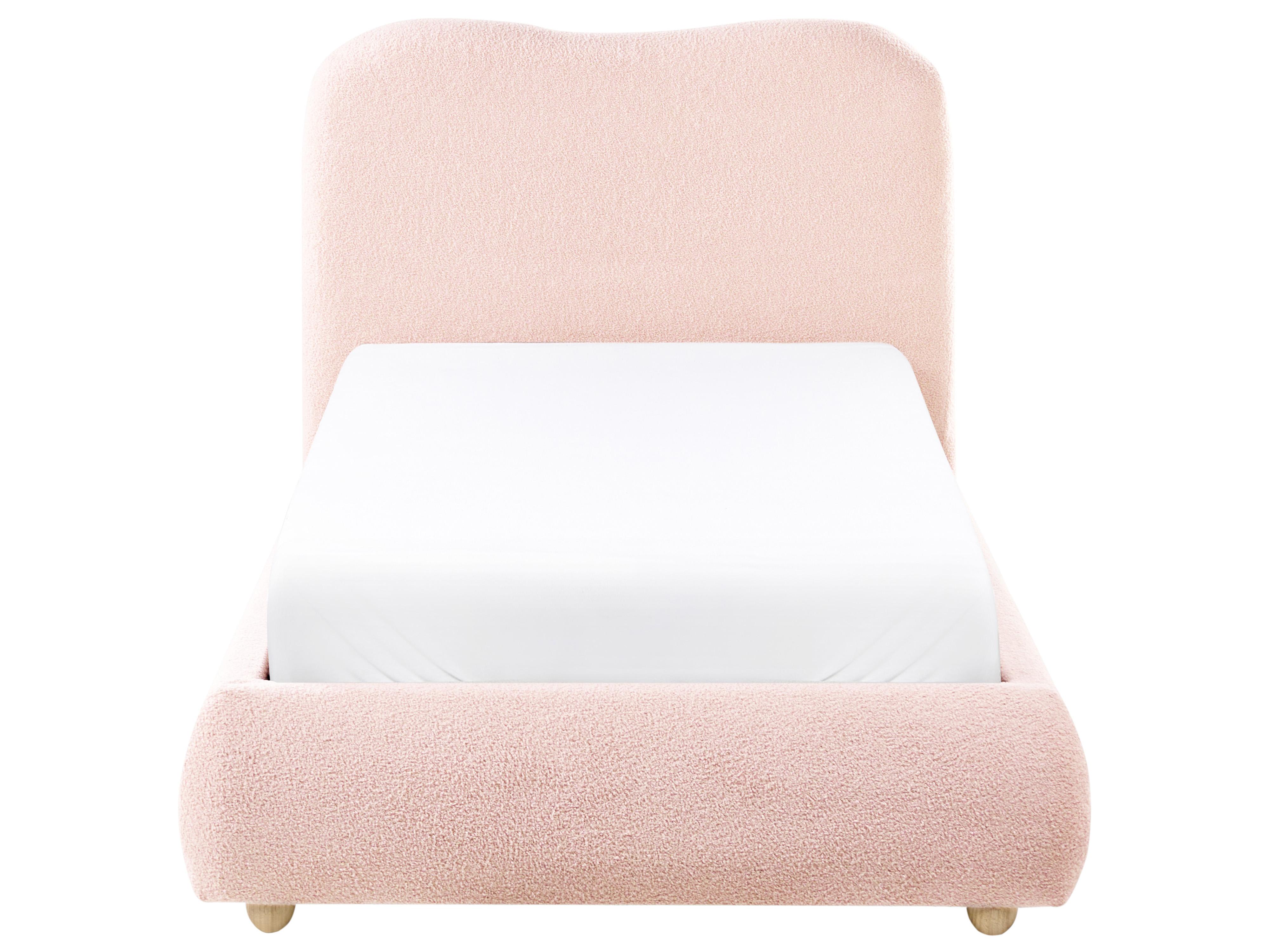 Bed met opbergruimte Bouclé BLAGNAC 90 x 200 cm Roze