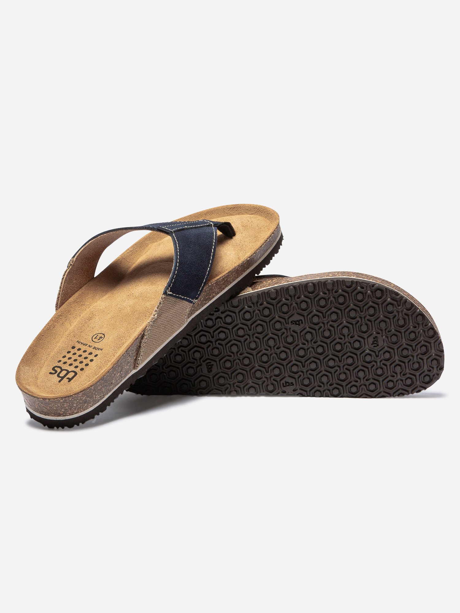 Tongs Homme Très Confort Mix Matières Marine