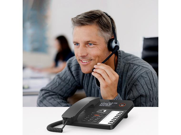 Gigaset Tischtelefon DESK 800A Schwarz Das Wand- und Tischtelefon für komfortable Telefonie mit Anrufbeantworter
