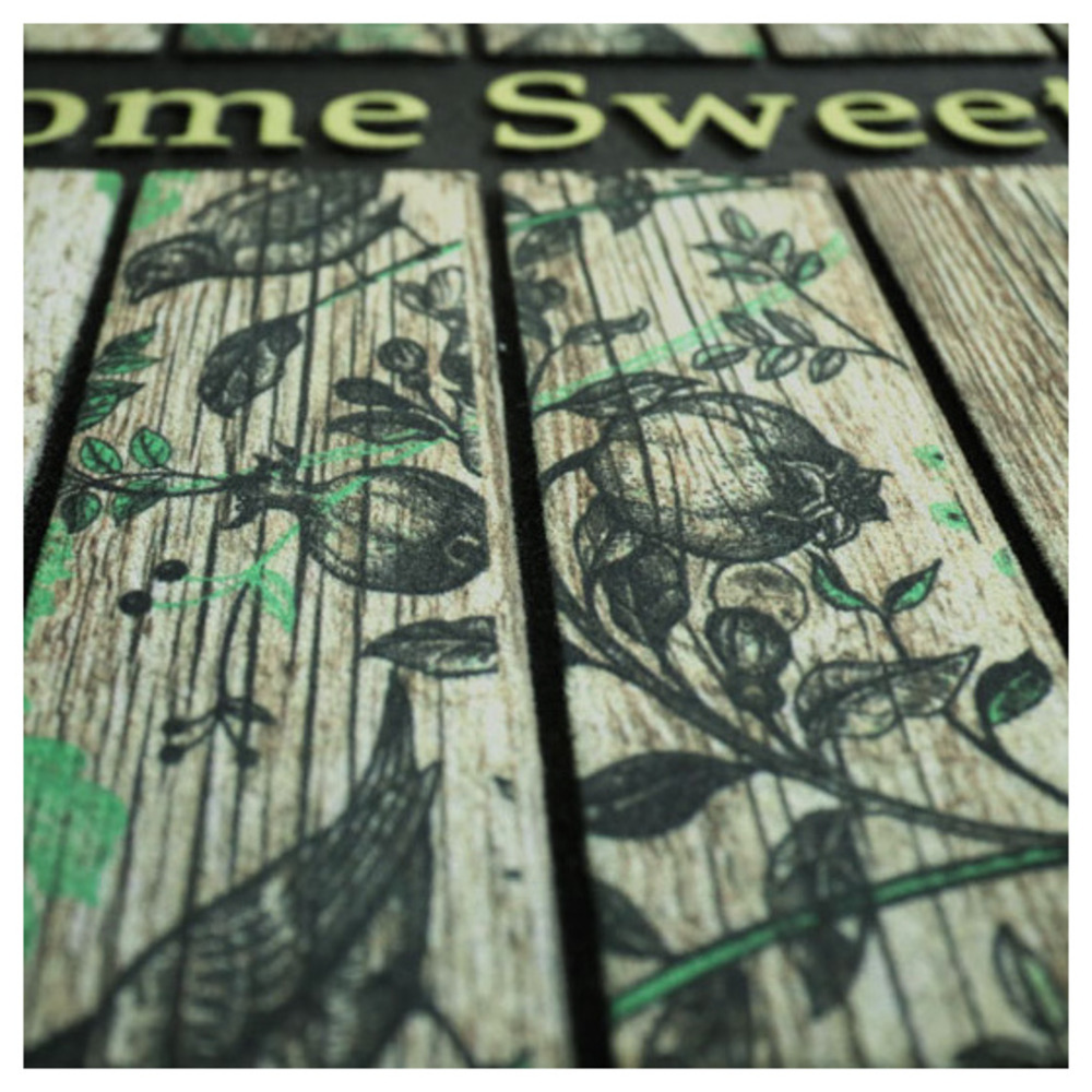Paillasson caoutchouc recyclé 45 x 75 cm - sweet home - oiseaux