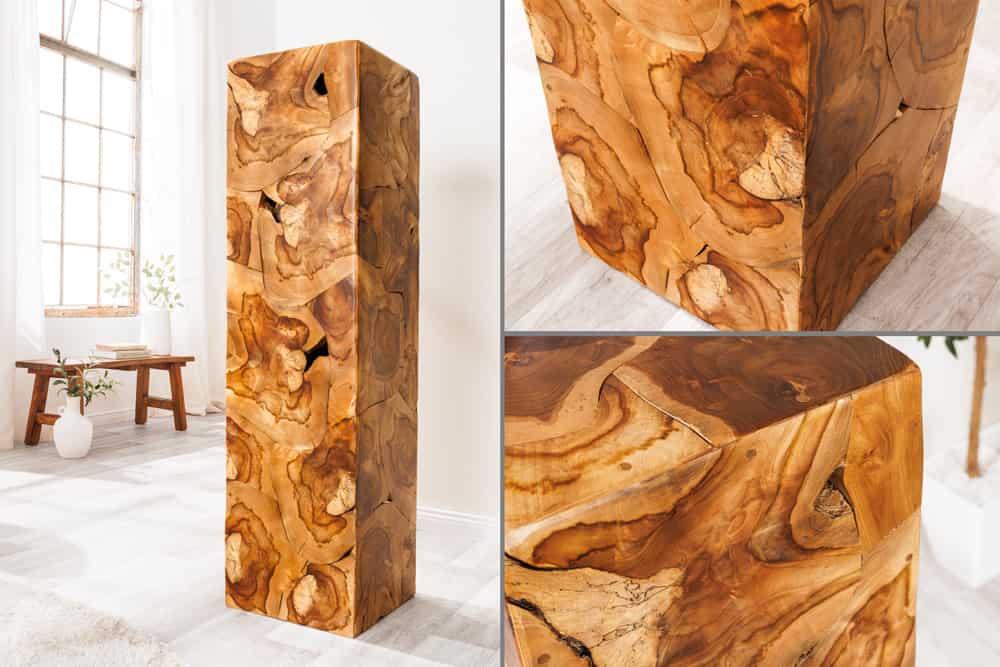 Massive Säule TRIBAL 110cm braun natur Teakholz handmade Dekoration