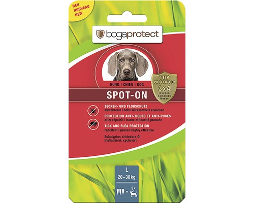 Teken- en vlooienbescherming bogaprotect SPOT-ON voor honden van 20-30 kg, 3 x 3,2 ml