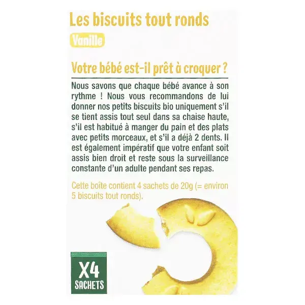 Biscoitos redondos de baunilha Good Goût +10m Orgânicos 80g