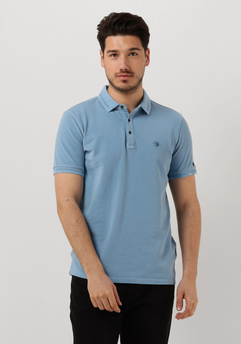 CAST IRON lichtblauwe cast iron polo short sleeve polo cotton gd pique