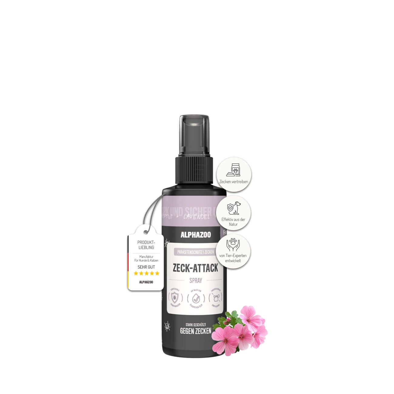 ALPHAZOO ZeckAttack Zeckenspray für Hunde I Starker Zeckenschutz 100 ml