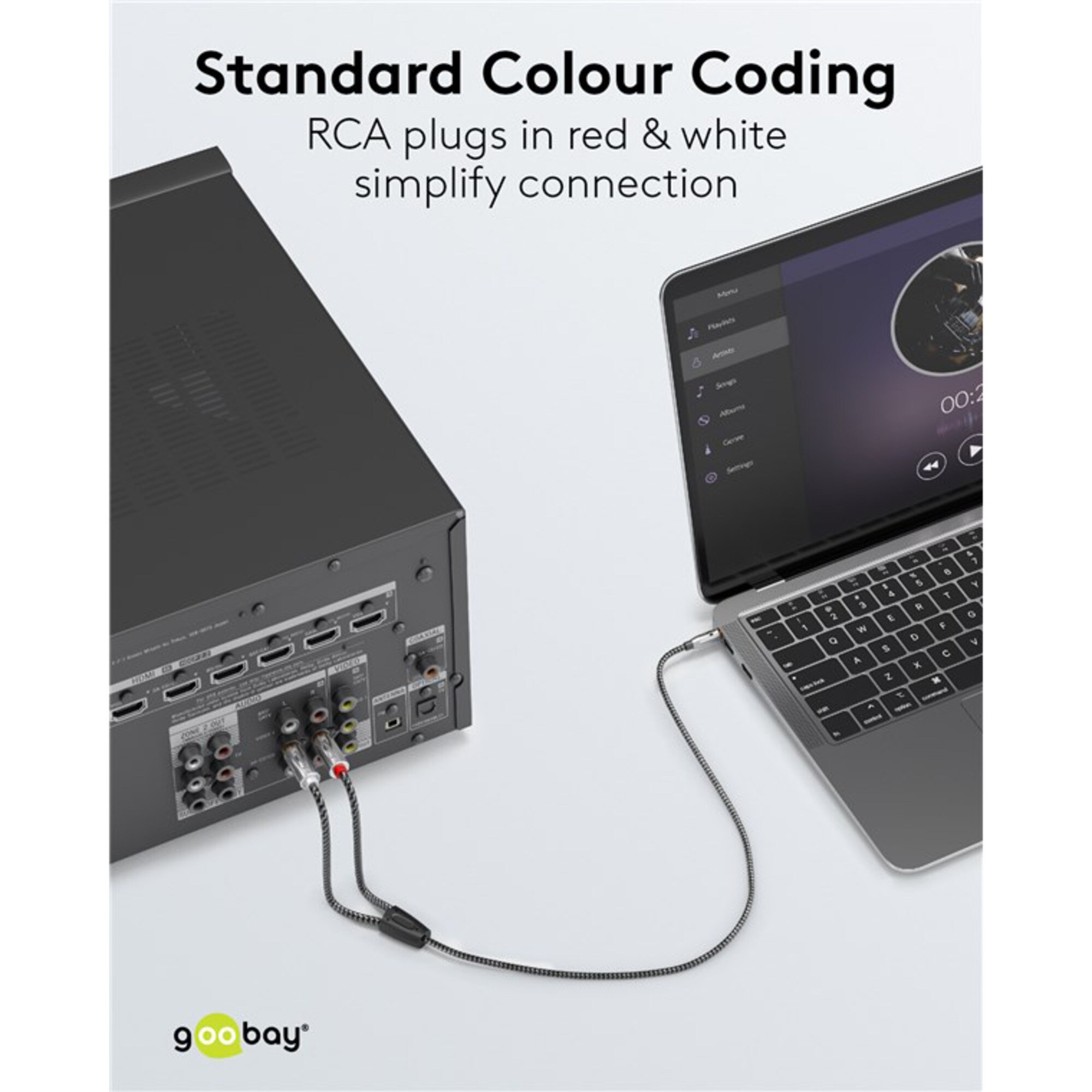 goobay Kabel Plus Audio Adapterkabel AUX 3,5mm Klinke > Stereo-Cinch Stecker