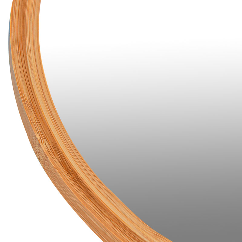 Miroir rond 'Bambou' beige