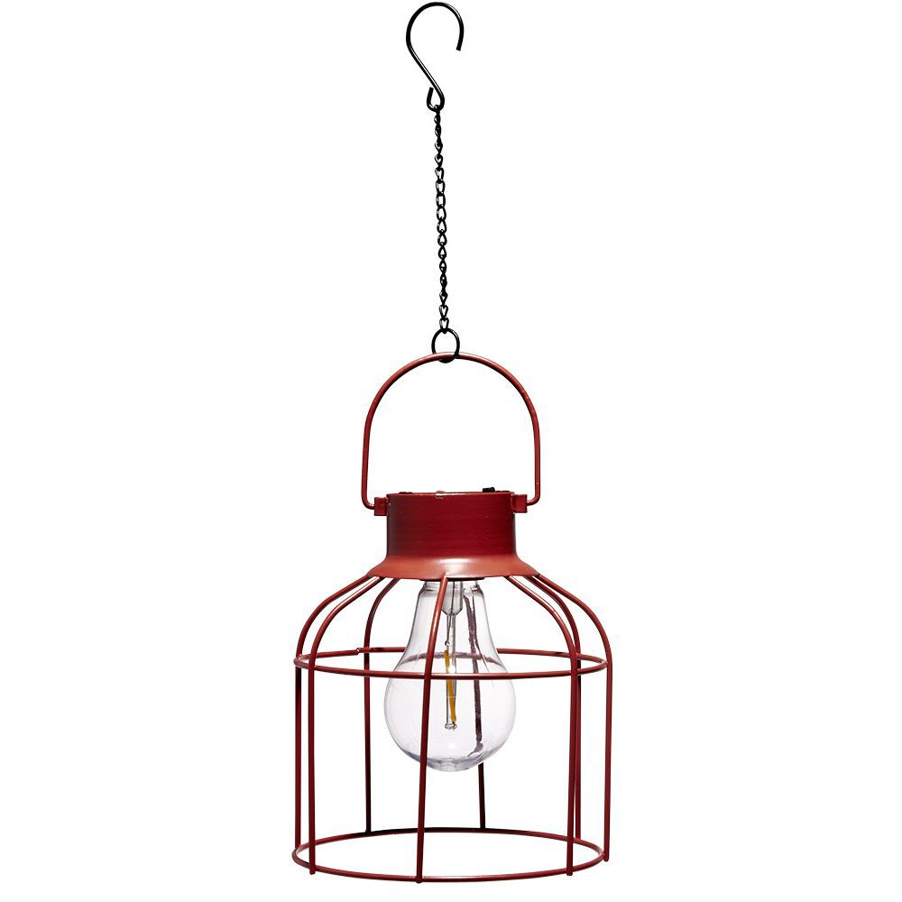 Lanterne solaire métal rouge Ø14xH16/38cm