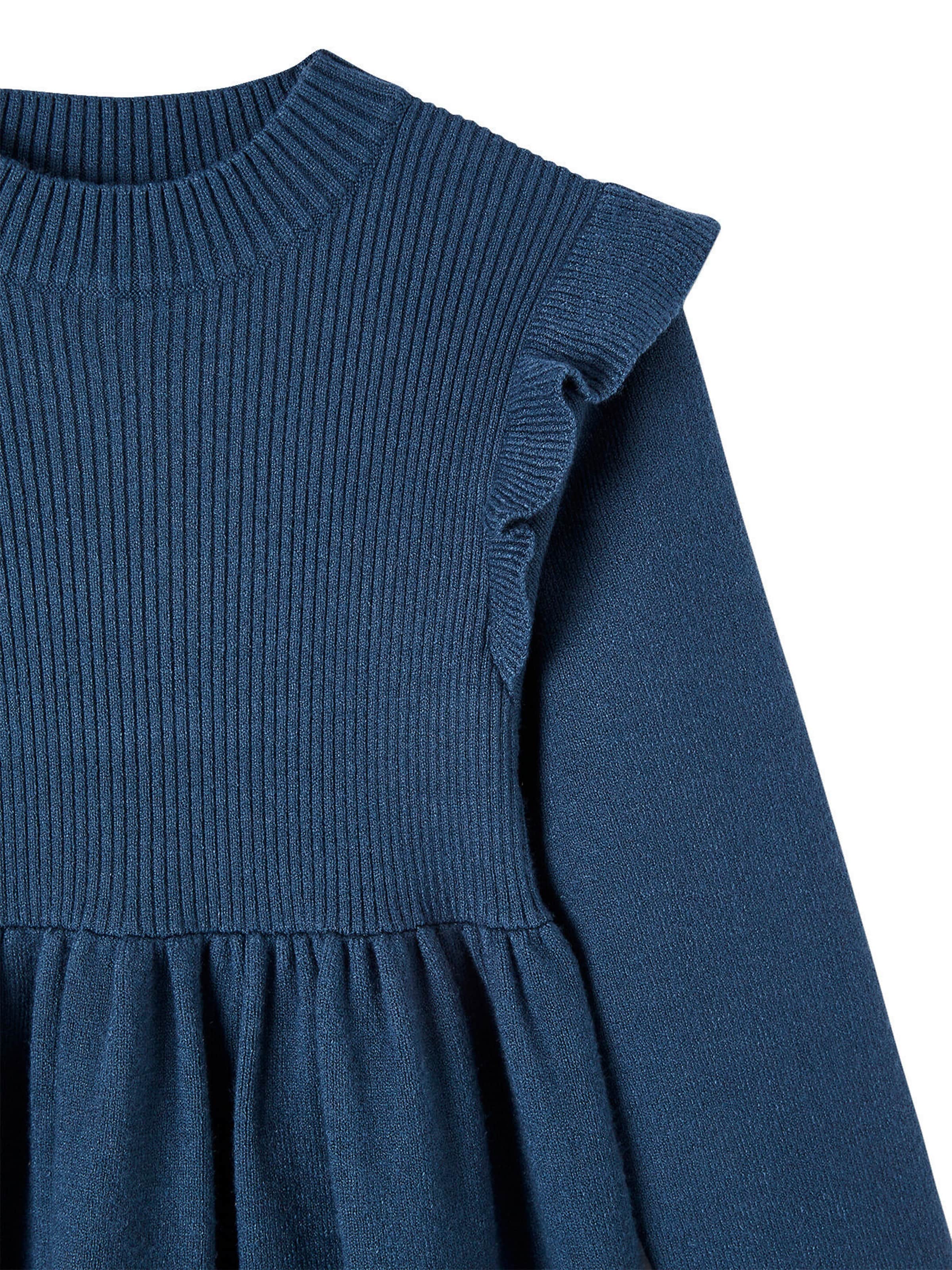 Vertbaudet Mädchen Strickkleid mit Volants nachtblau