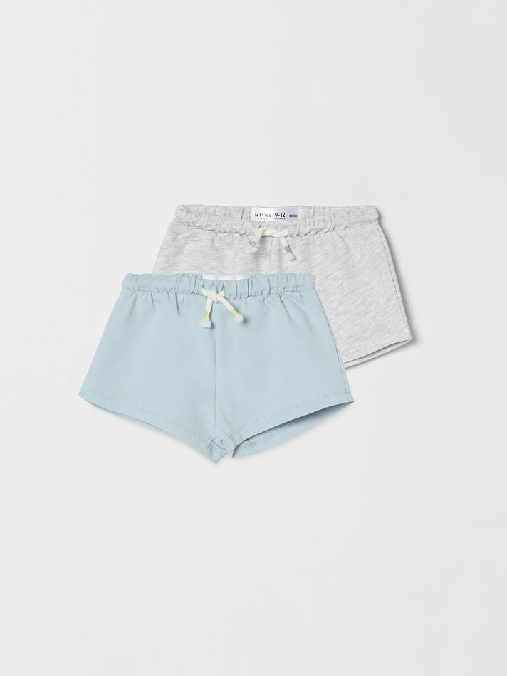 Conjunto com 2 shorts básicos - Azul Pastel