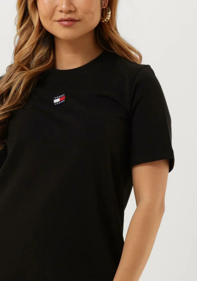 TOMMY JEANS zwarte tommy jeans mini jurk tjw xs badge tee dress