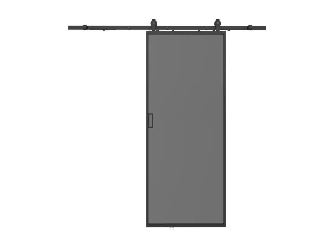 Porte coulissante avec système en applique - aluminium et verre trempé fumé dépoli - H205 x L63 cm - LINCI II