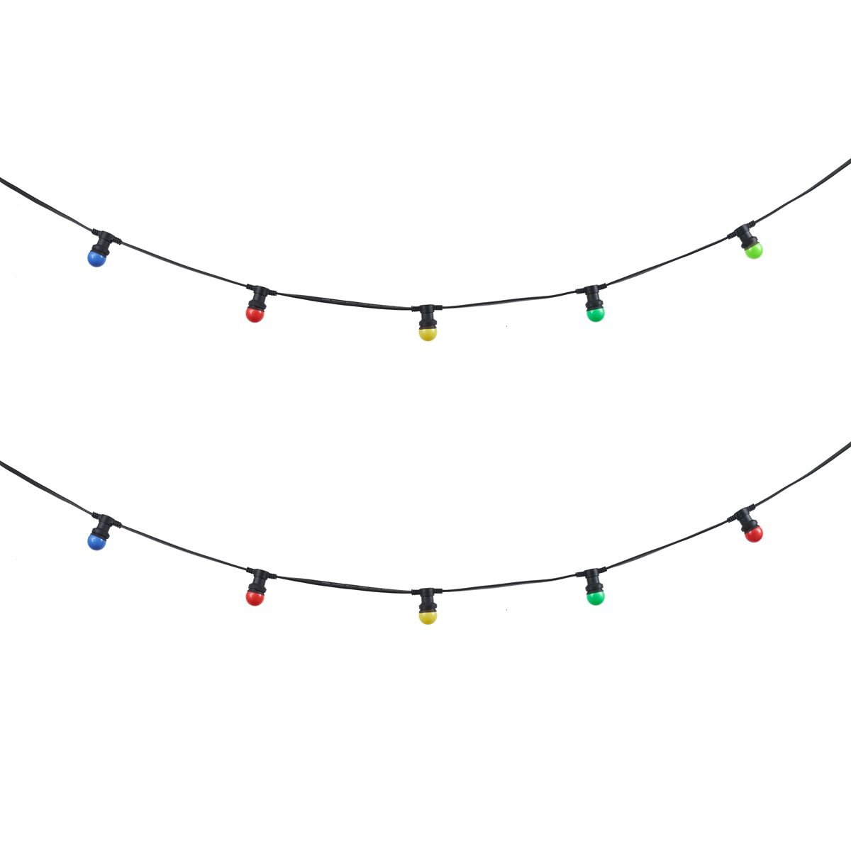 Lichtsnoer zwart koppelbaar met stekker 6m incl. E27 multicolor 10-lichts IP54 - Lubber