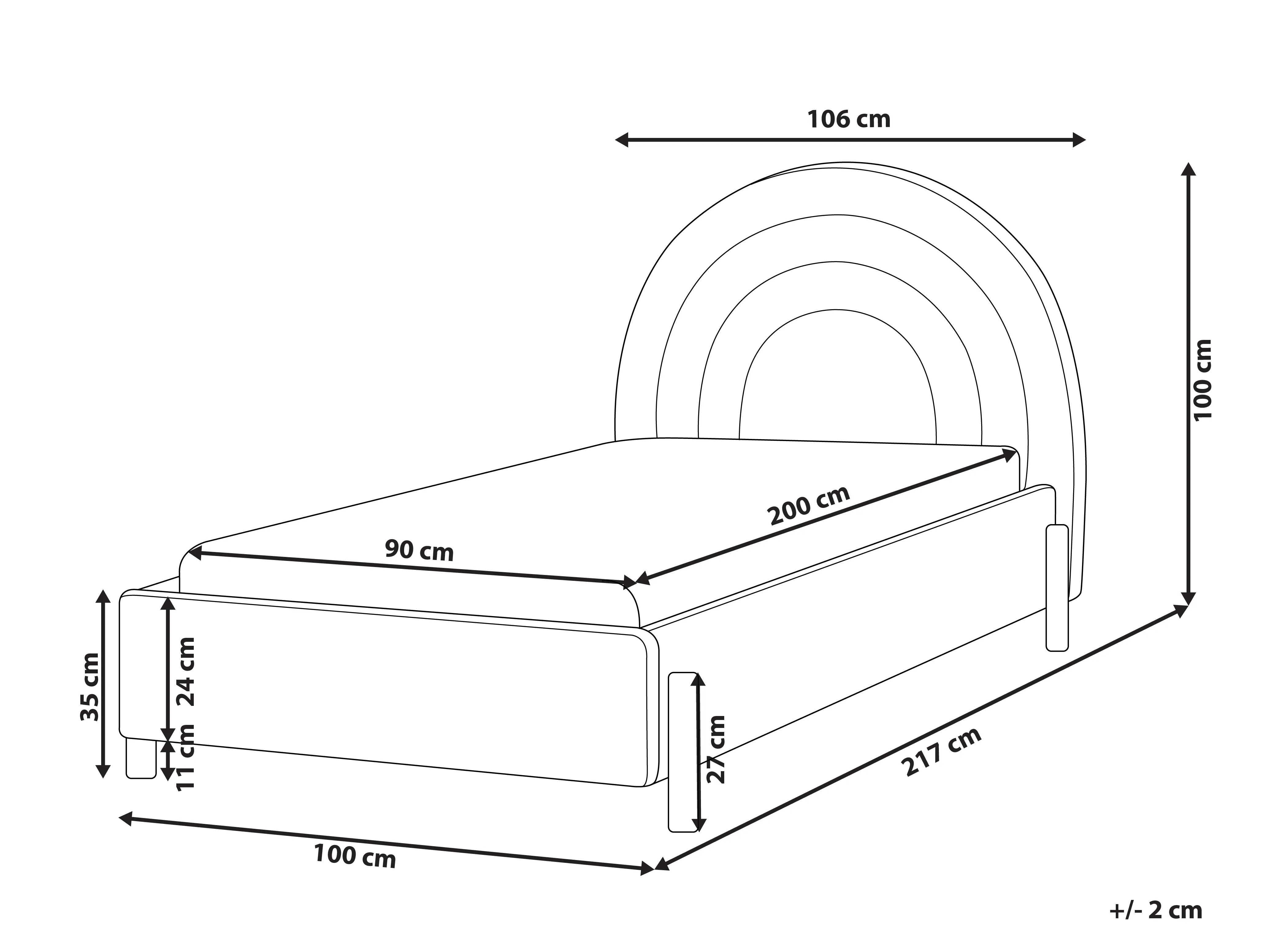 Kinderbed Fluweel ANET 90 x 200 cm Lichtblauw