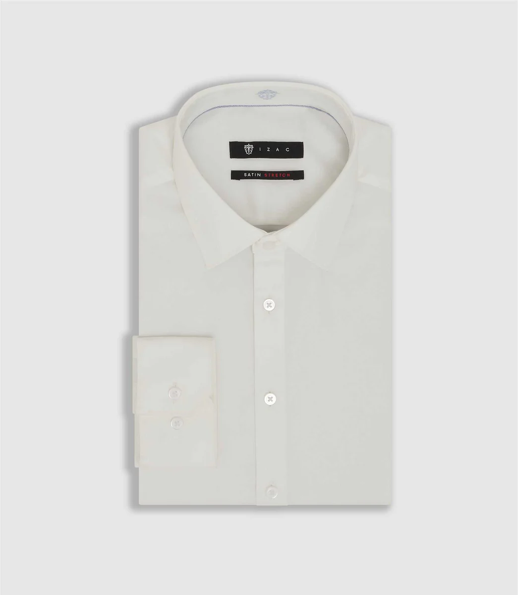 Chemise en satin stretch écru 