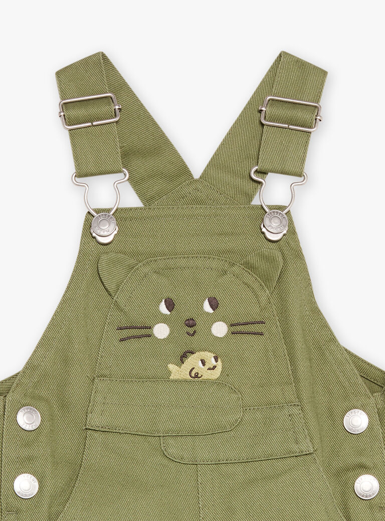 Salopette verte en twill