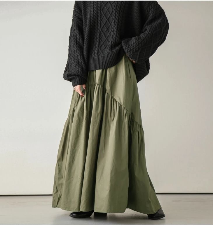 Fabrica - Effen A-lijn rok met elastische taille en lagen