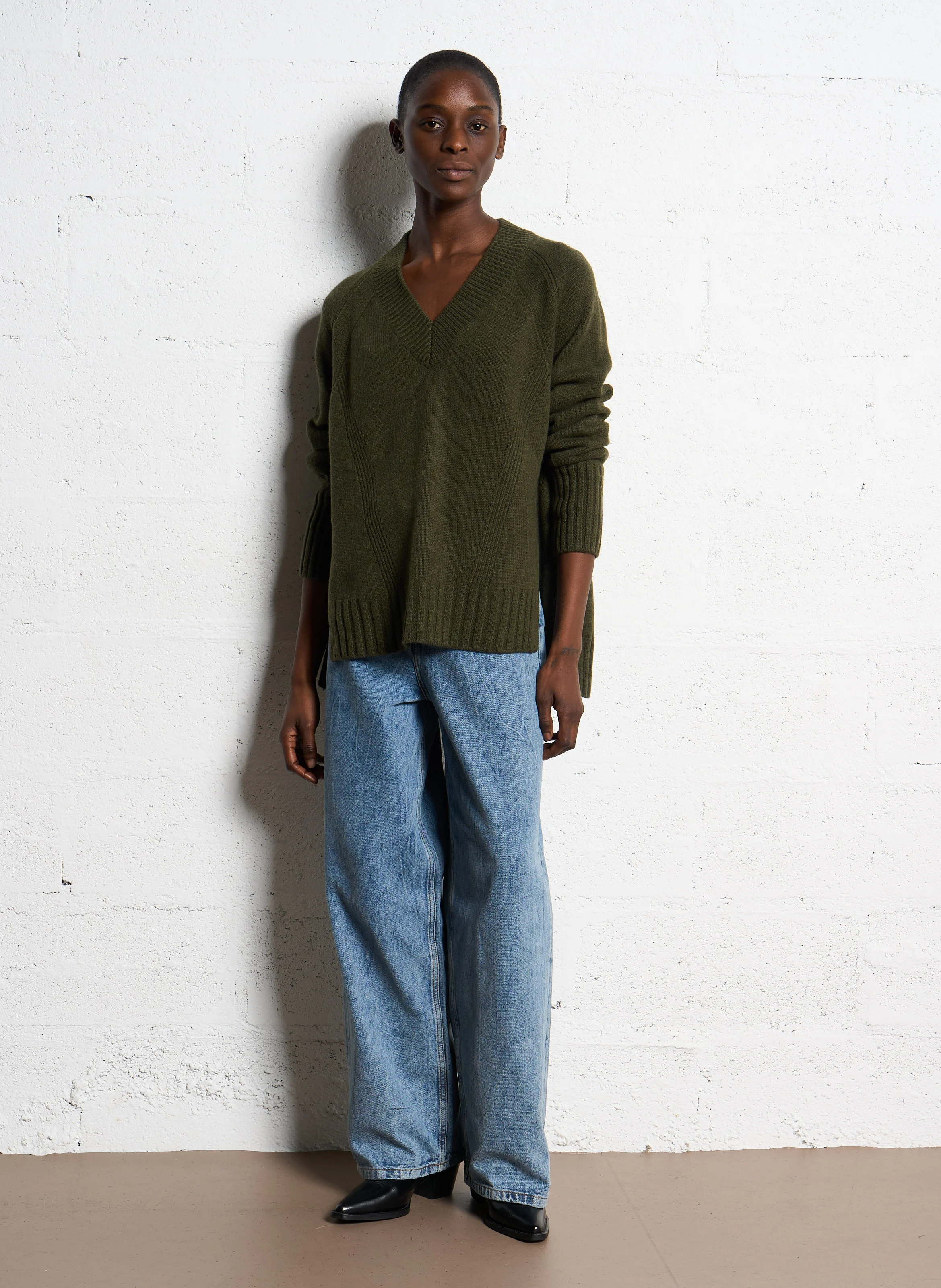 ARRY - Pull col V en laine | Kaki