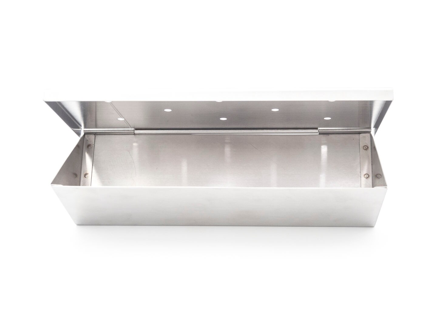 Räucherbox aus Edelstahl 22 x 10 x 5,5 cm mit Klappdeckel für Gas- und Holzkohlegrill: Ideal zum Aromatisieren von Grillgut
