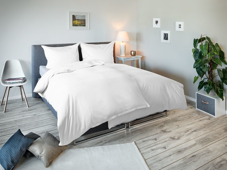 Mako-satijn beddengoed Uni Puntini White