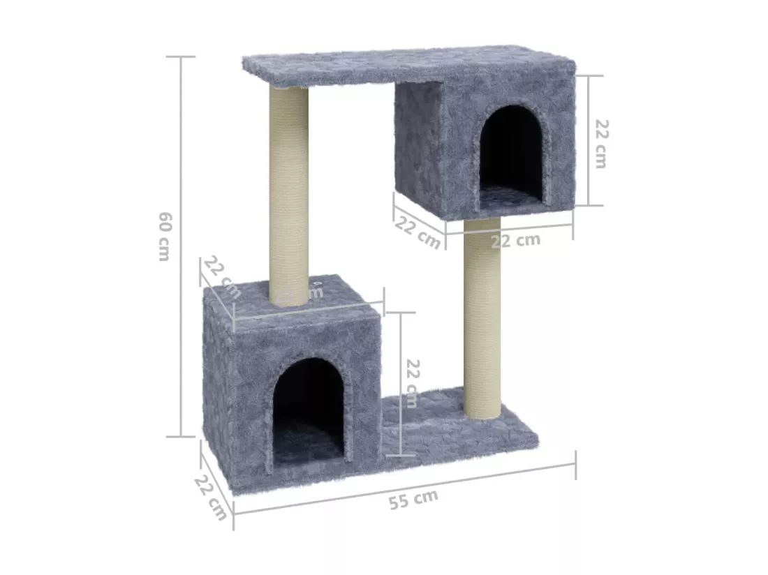 Arbre à chat avec griffoirs en sisal Gris clair 60 cm
