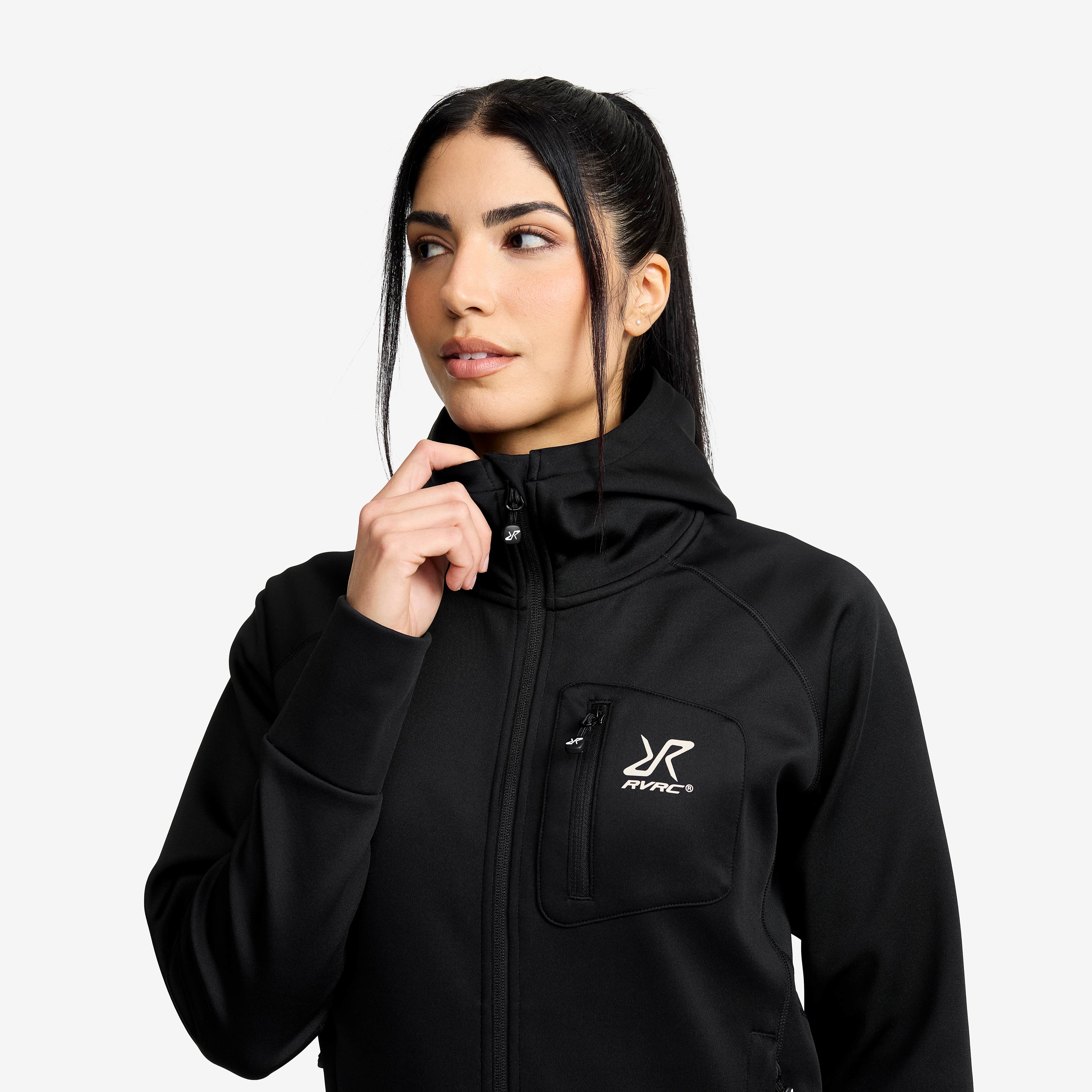 Evolution Stretch Fleece Hoodie Dame Black