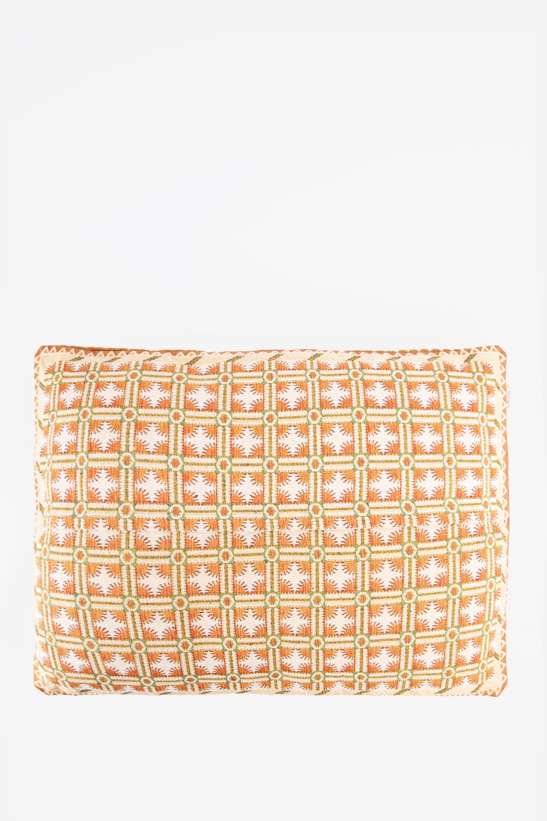 Lichtroze geruit jacquard kussen