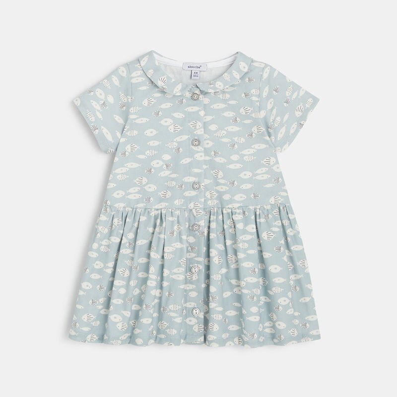 Robe chemisier bébé fille en twill bleue Absorba Bleu