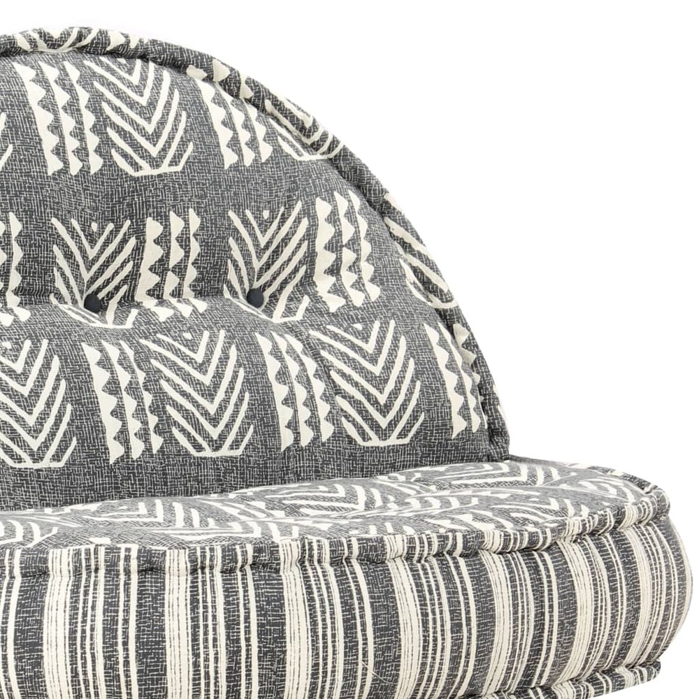 Pouf 100x20 cm gris rayé tissu