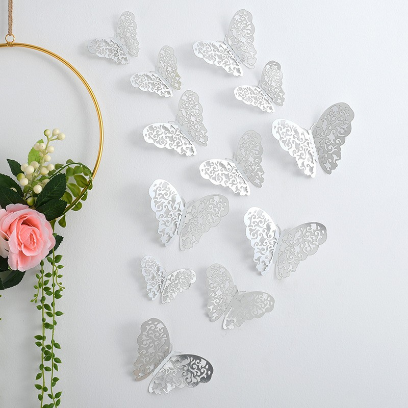 (12-tlg. Set) Kuchenstecker Schmetterling Tortenstecker Topper Dekoration für Torten / Kuchen - Silber