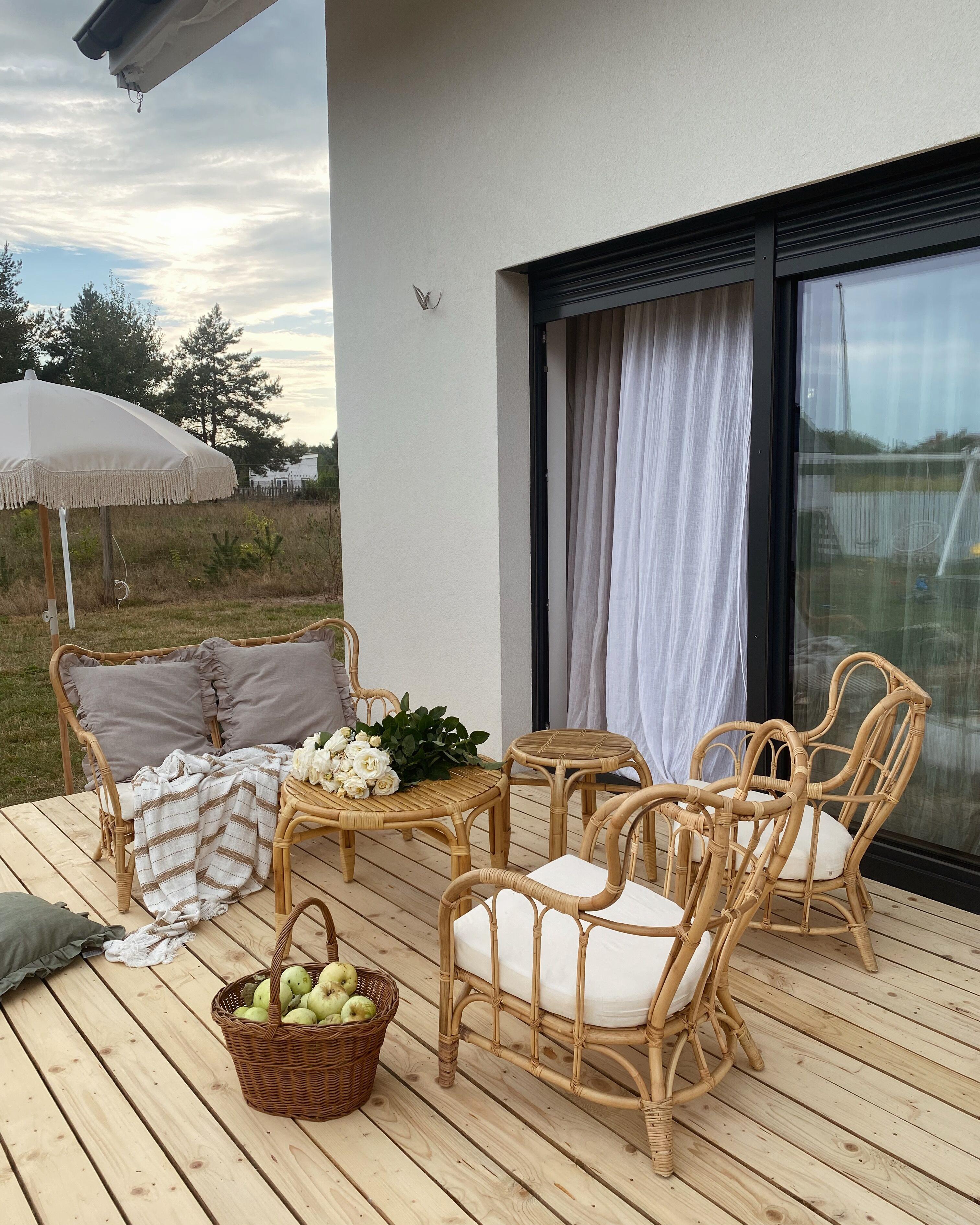 Loungeset met tafel 4-zits BRINDISI Rotan Natuurlijk