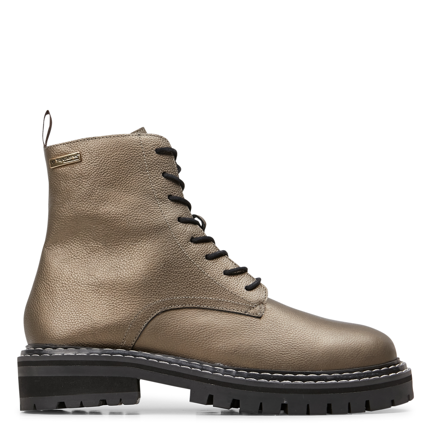 REINE - Boots rangers à lacets en cuir | Doré