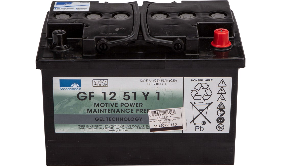 Batteri Exide 12V-51Ah GF12 051 Y1 GEL