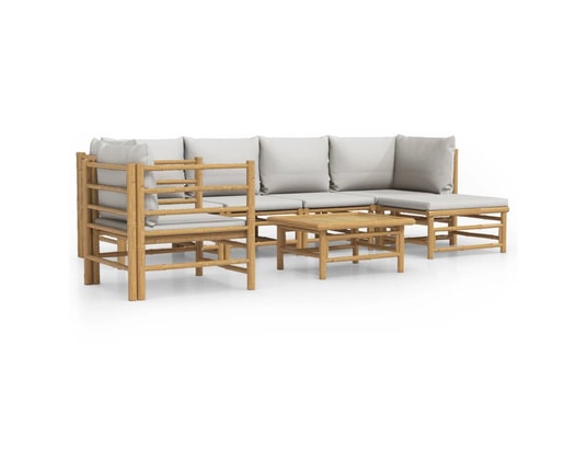 LES TENDANCES - Salon extérieur Salon de jardin-gris-6 places-55x65x30-490846