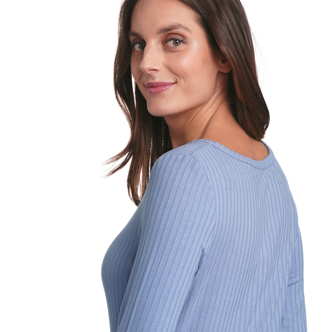 Gina Benotti Damen Schlafshirt mit kurzer Knopfleiste hellblau