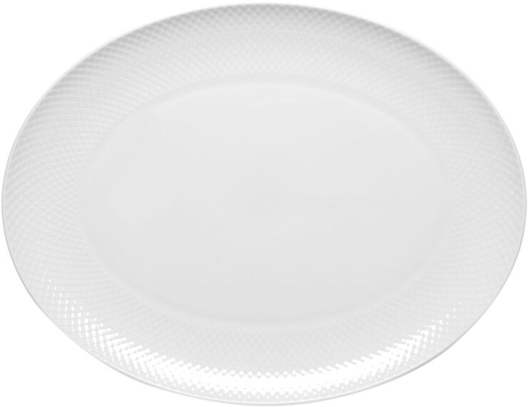 Lyngby Porcelæn Rhombe Ovalt serveringsfad 42x32 hvid porcelæn Hvid