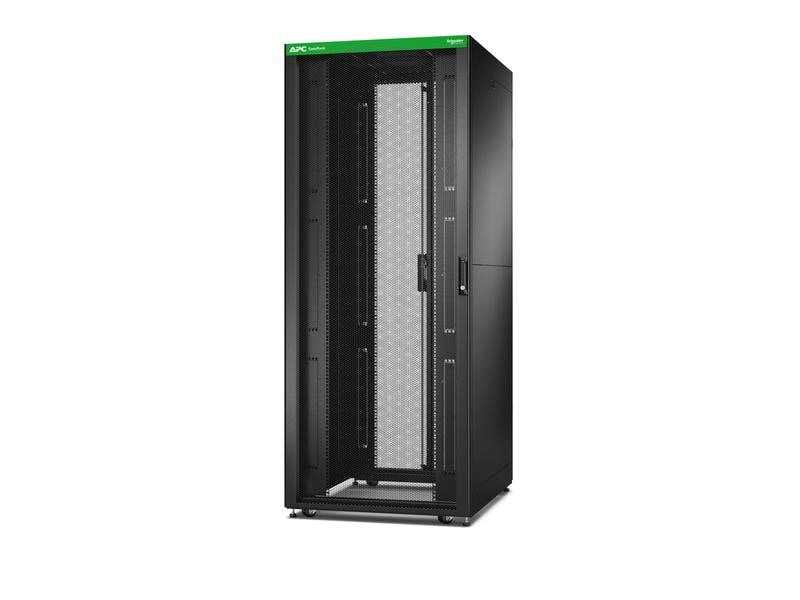 APC Netzwerkschrank Easy Rack ER8282 42HE / Schwarz APC Easy Rack 800mm/42U/800mm mit Dach, Seitenwand, Rollen, Füssen und 4 Halterungen, ohne Boden, schwarz