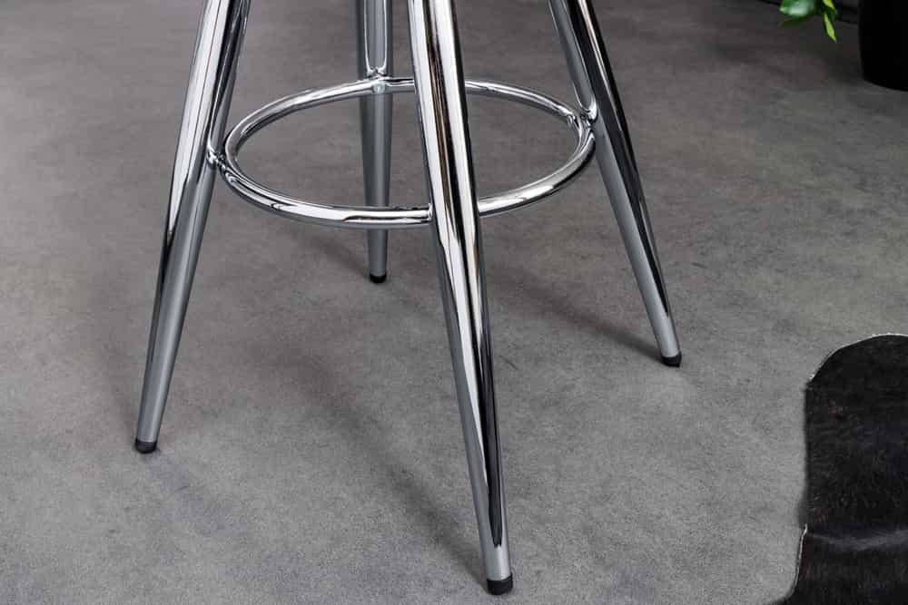Höhenverstellbarer Barhocker INDUSTRIAL Chrom silber schwarz Metall rund drehbar