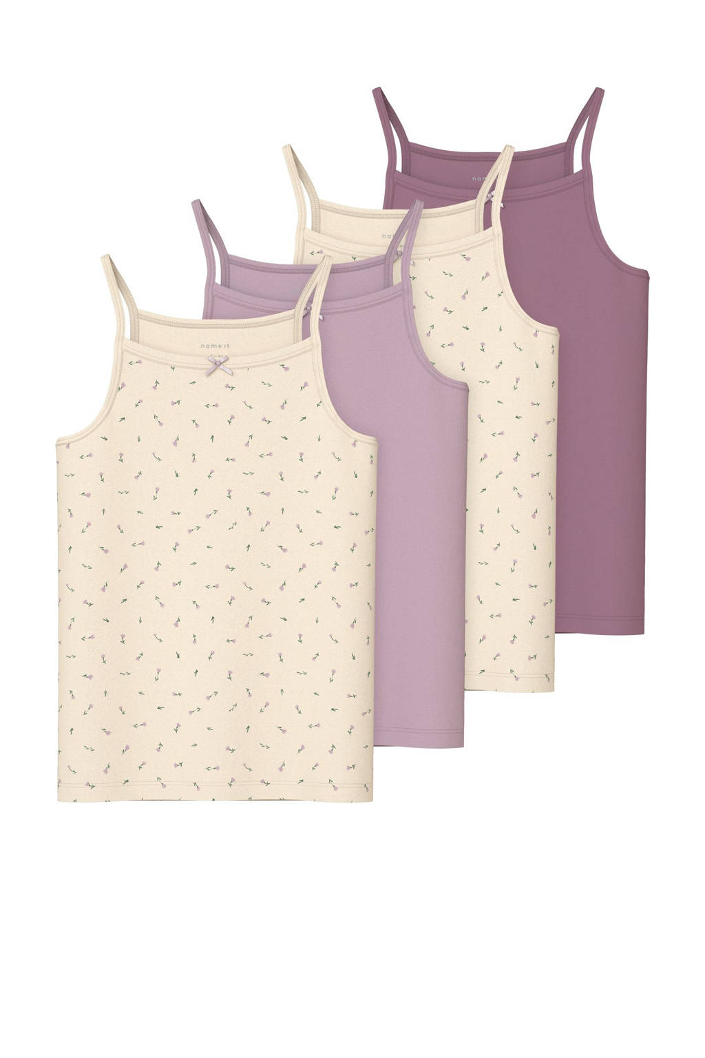 hemd NKFSTRAP - set van 4 lila/ecru