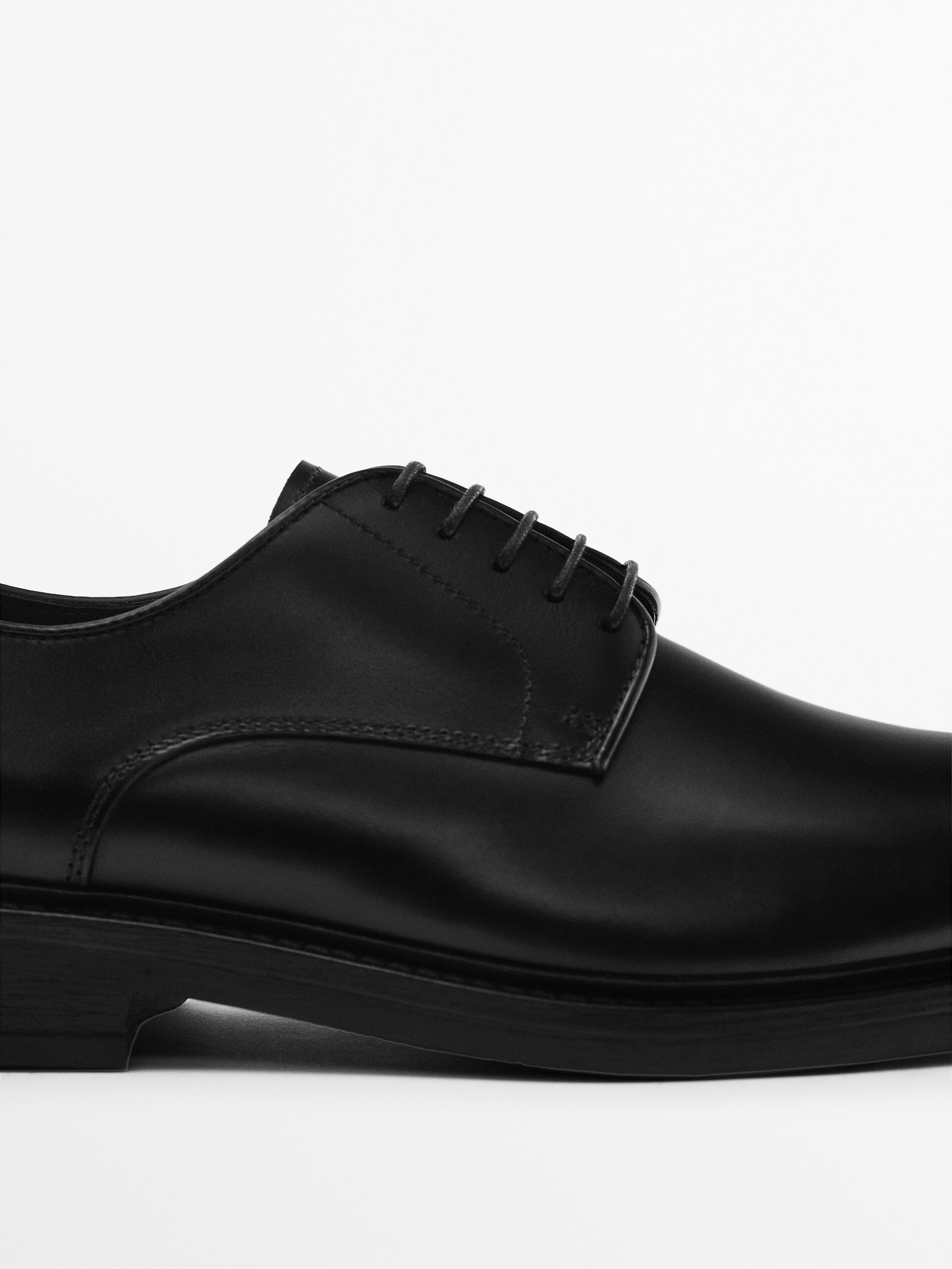 Sapato derby de couro preto - PRETO