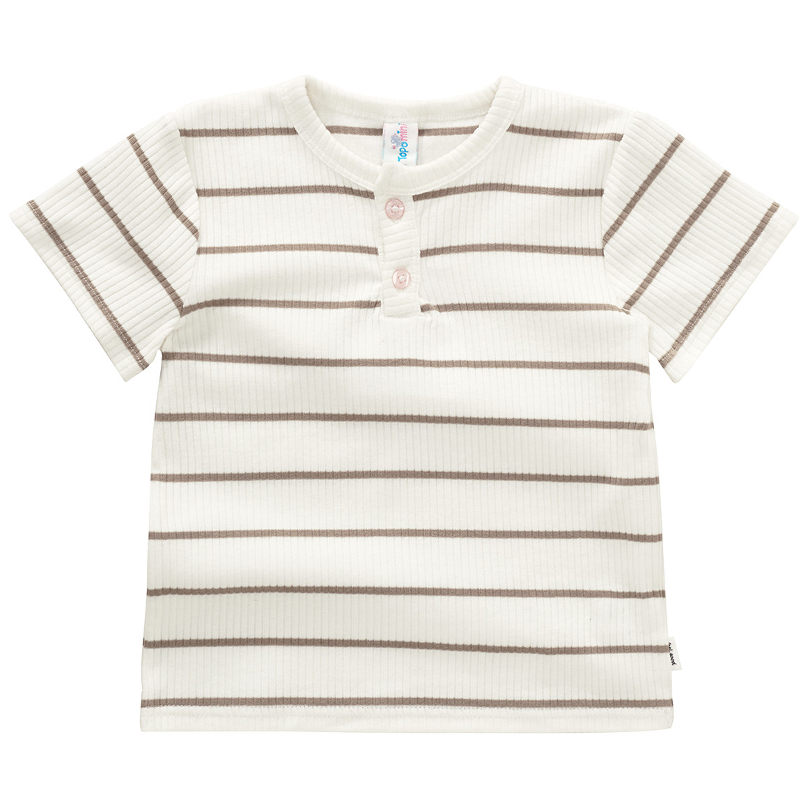 Topomini Baby T-Shirt mit Ripp-Struktur beige / cremeweiss