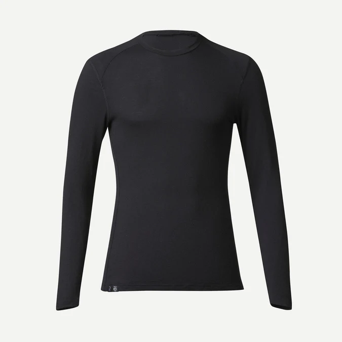 Decathlon Forclaz - Camiseta masculina de manga comprida Forclaz MT500, 100% lã merino.