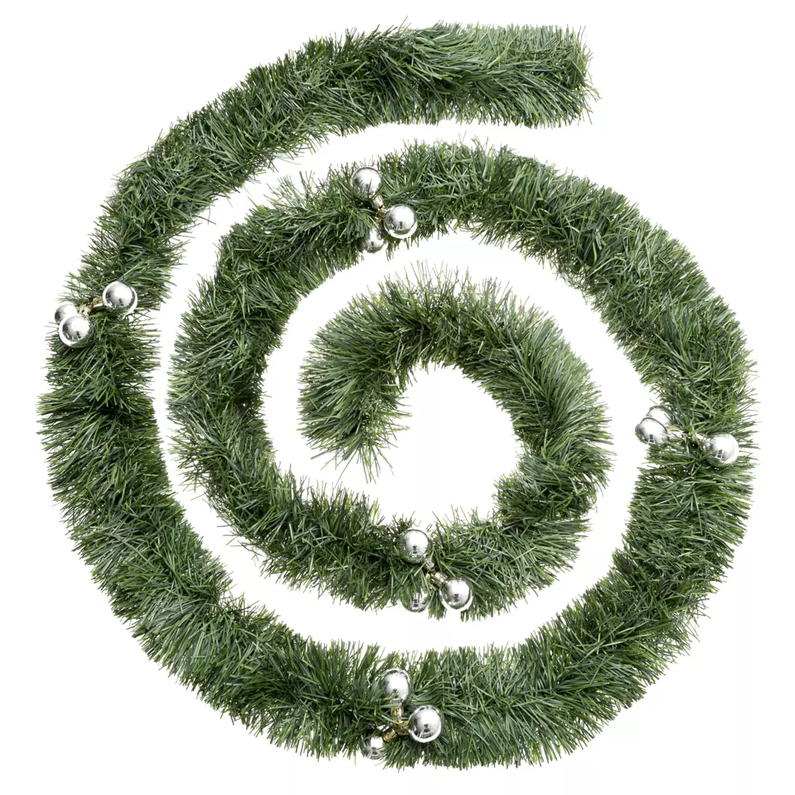 Guirlande de sapin fine (270 cm) Boules de Noël Argent