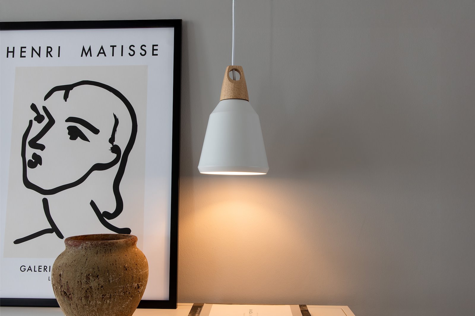 Nao taklampe Hvit/natur