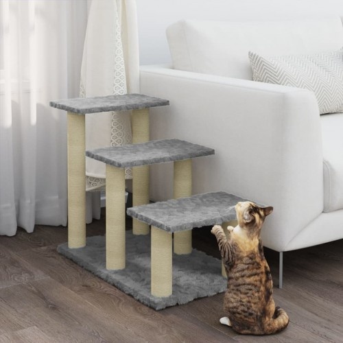 arranhador para gatos em formato de escada cinza claro vidaxl