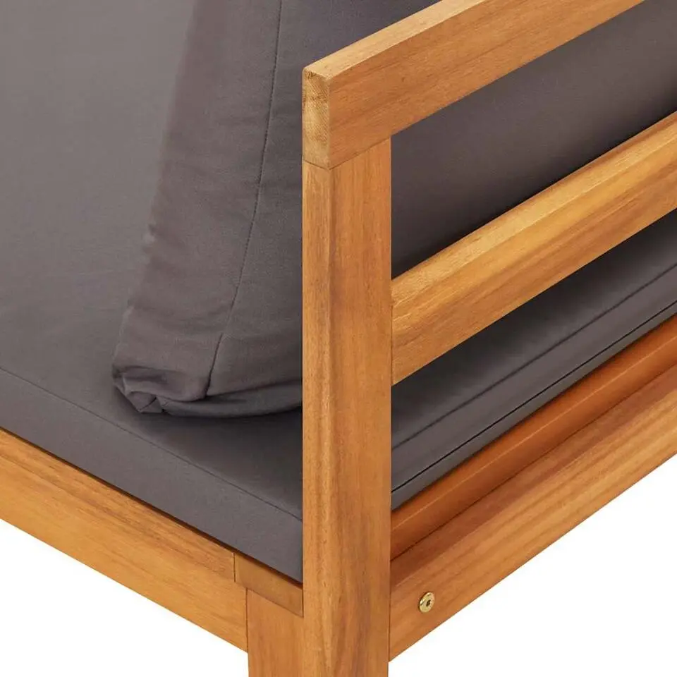 vidaXL - Tuinbank - Grijs - Acaciahout - Met tafel en kussens
