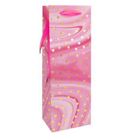 Idena Flaschentasche Dot pink 12x35x9cm FSC-Mix